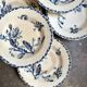 6 deep plates Gien in blue ironstone, "Cactus" service.