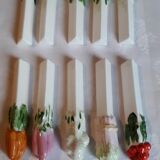 A set of 10 porcelain knife holders decorated "vegetables"
