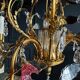 Lustrous pagoda from Maison Baguès in gilded bronze with a decoration of flowers and fruits in glass - 20th century