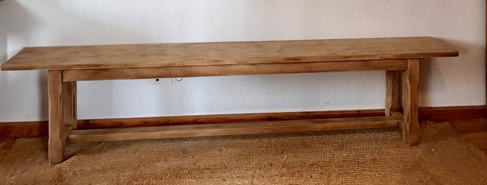 Old farmhouse bench in raw solid oak - 2.2m