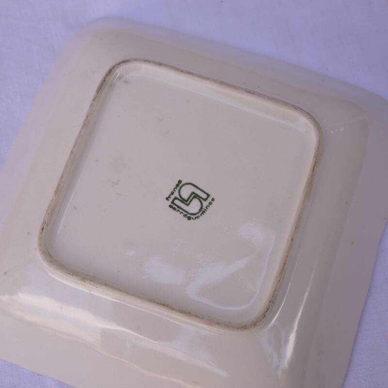 Sarreguemines barbotine square salad bowl fruit decoration