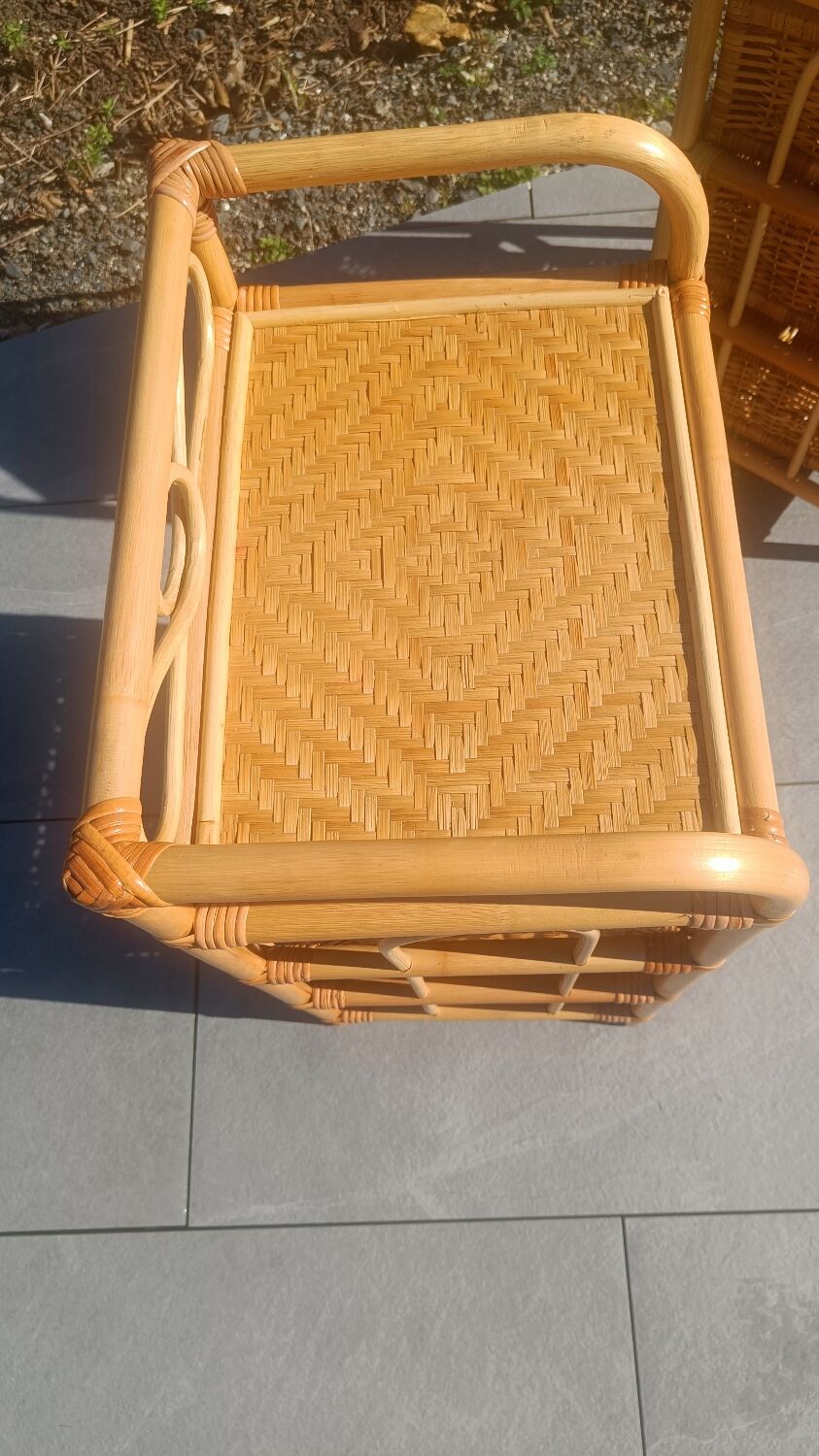 Pair of 1970s rattan bedside tables