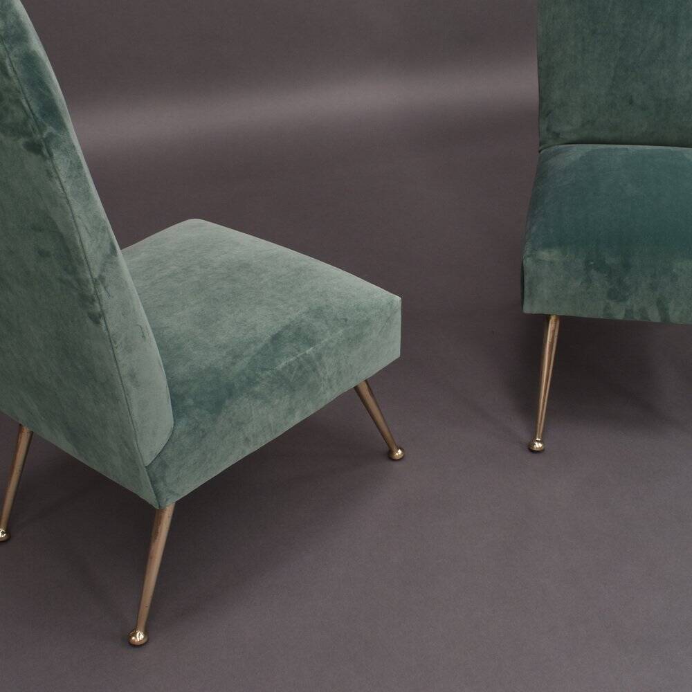 Set of Italian velvet side chairs by Gigi Radice for Minotti, 1950s