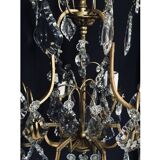 Cage chandelier 6 lights in bronze and crystal