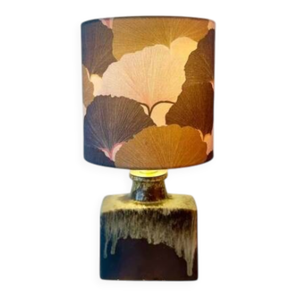 Lampe vase recyclée – Vase cheminée Scheurich "Chimney" avec abat-jour en ginkgo