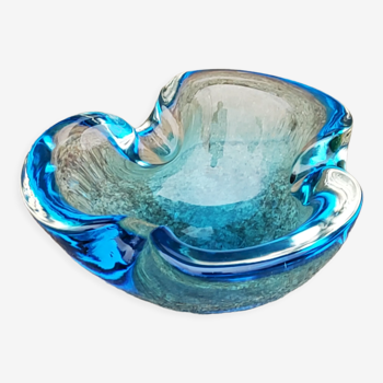 Cendrier en verre de murano de couleur bleue des années 50
