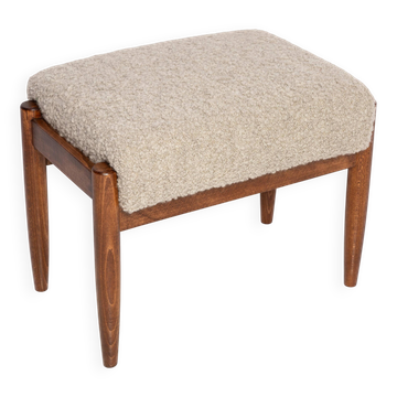 Unique grey alpaca wool stool, Edmund Homa, Poland, 1960s