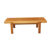 Table vintage basse de salon en noyer blond