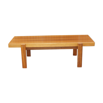 Large vintage coffee parlor table in blond walnut