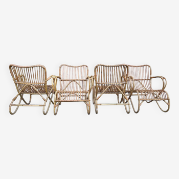 Rattan armchairs Dutch Design Belse 8 1950