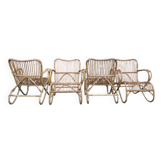 Fauteuils en rotin Dutch Design Belse 8 1950