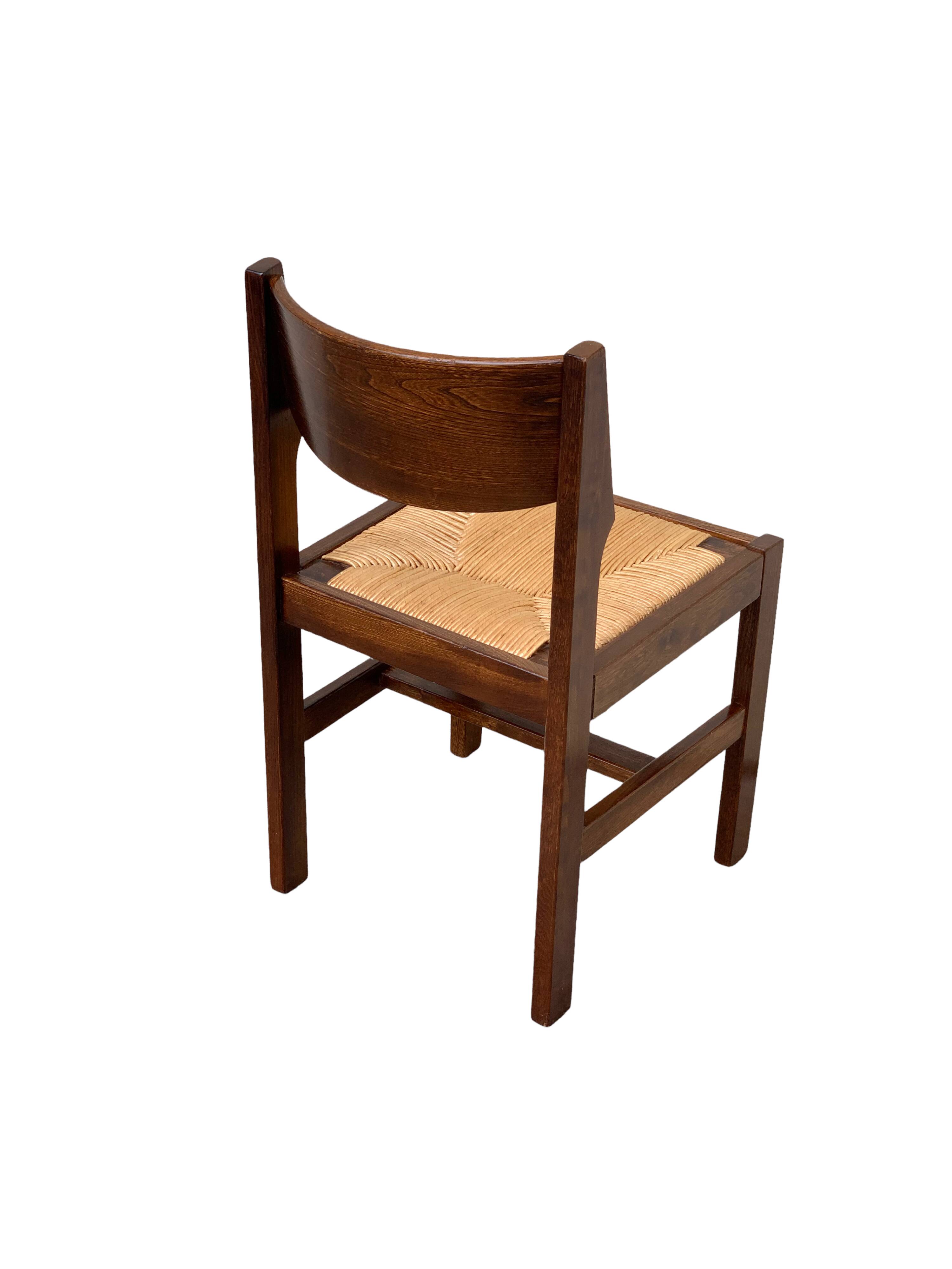 Mulched chairs in vintage solid elm 1960