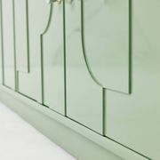 1970s Vintage Sideboard, Pastel Green, Relief, High-Gloss Finish, Chrome