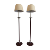 Paire de lampadaires en métal emaillé rouge