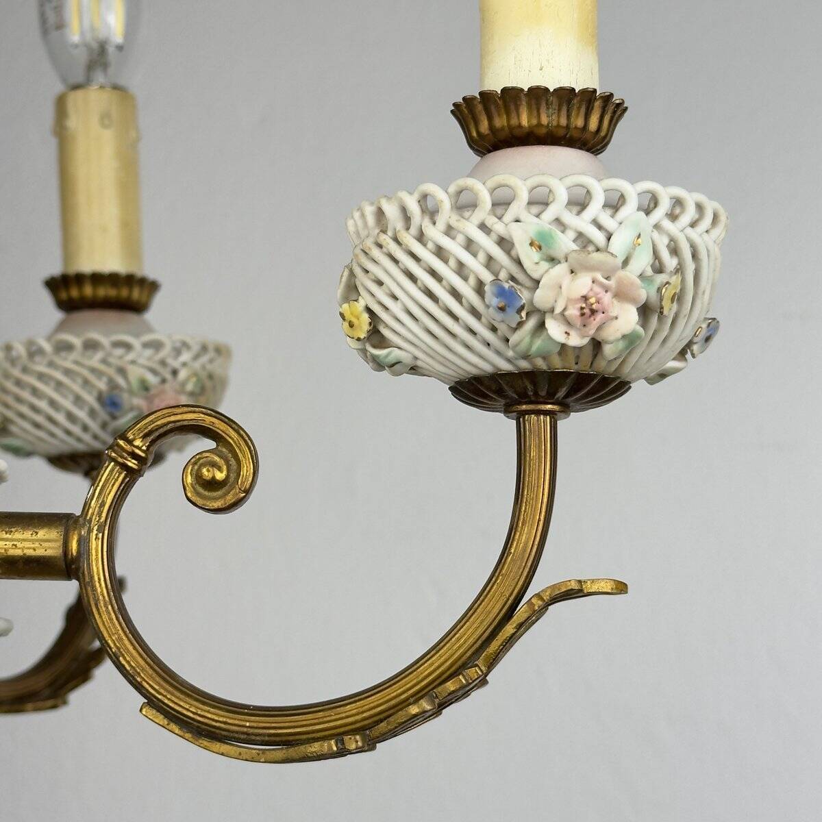 Capodimonte Art Nouveau Vintage Chandelier, 1930s
