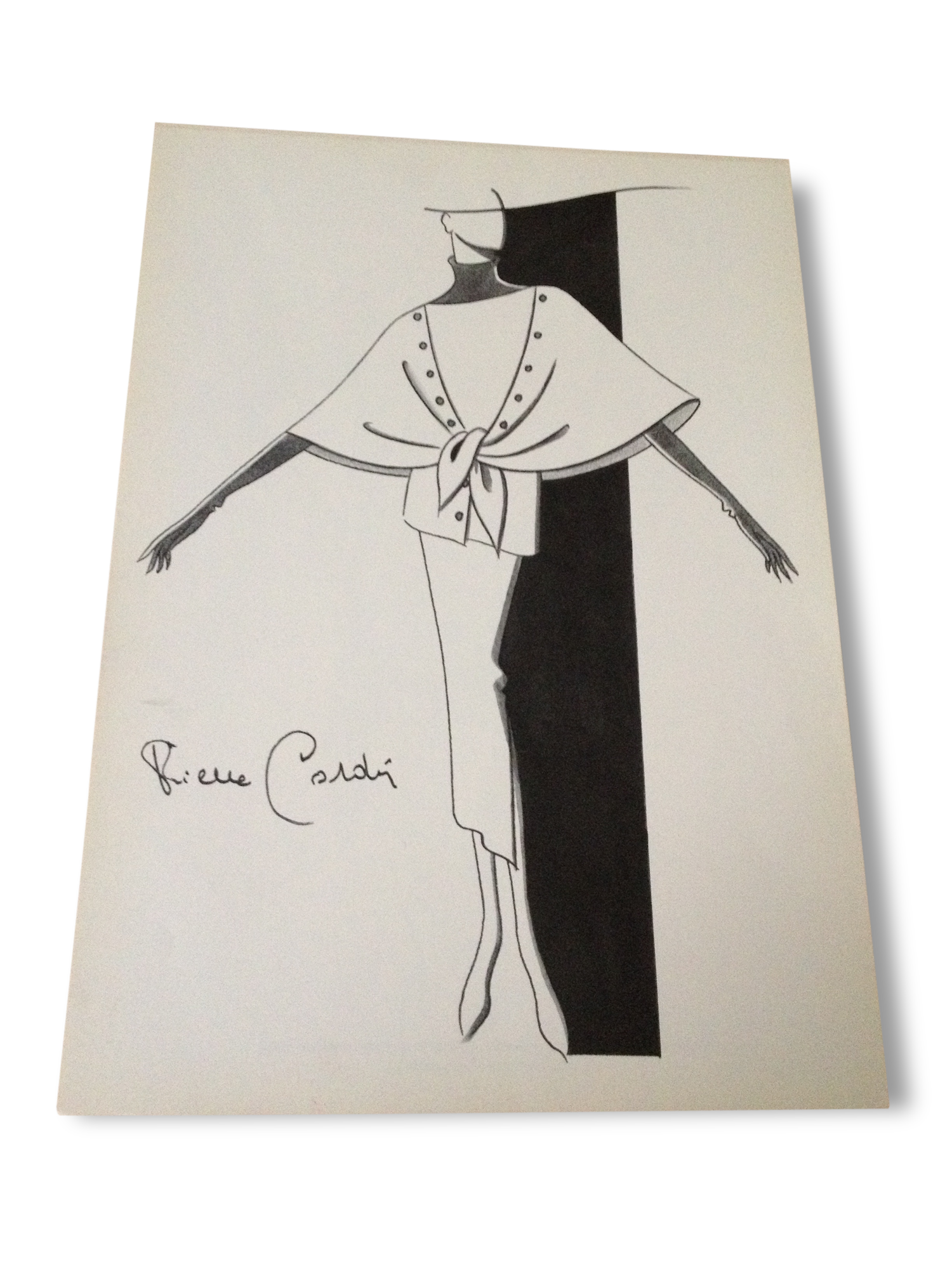 Pierre cardin magnifique illustration/dessin/ croquis de mode de presse  époque fin des années 80