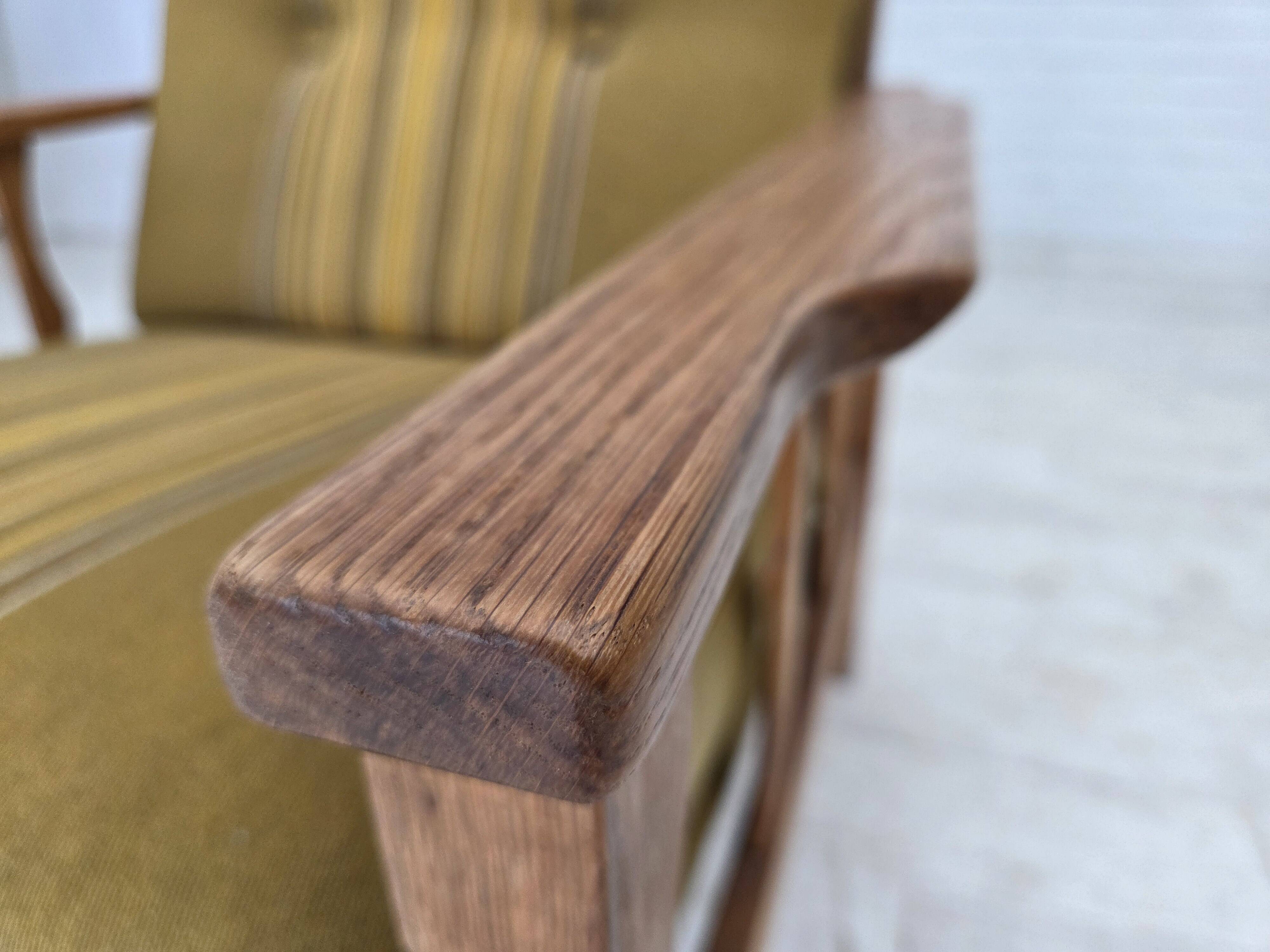 1970s, Danish armchair, furniture wool, solid oak wood.