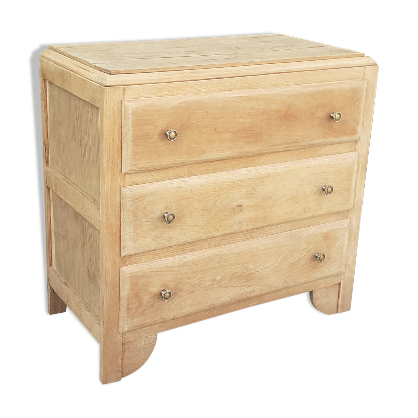 Art deco chest of drawers 3 drawers in solid oak wood brut 30s