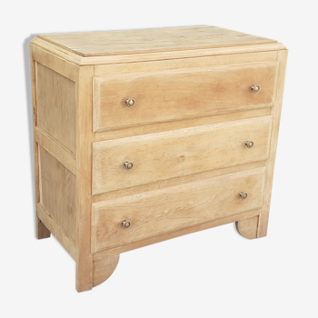 Commode art déco 3 tiroirs en chêne massif bois brut année 30