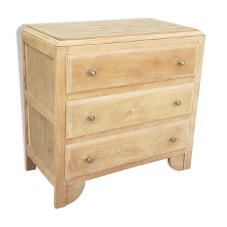 Art deco chest of drawers 3 drawers in solid oak wood brut 30s