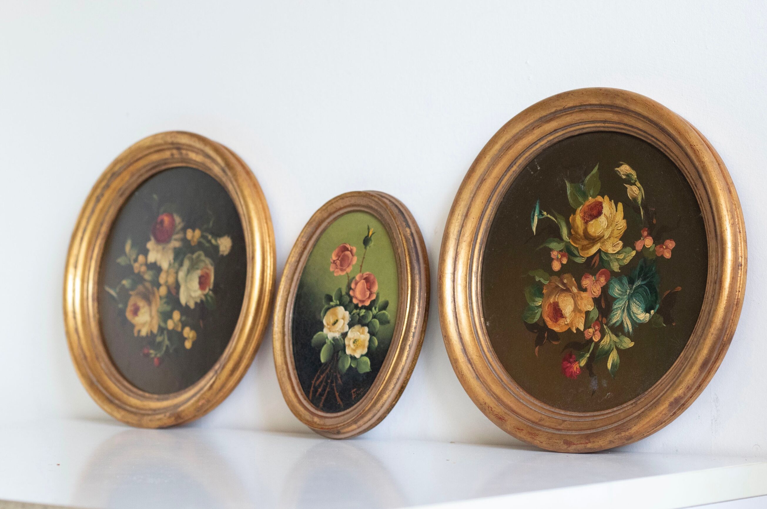 Lot de 3 tableaux bouquet de fleurs