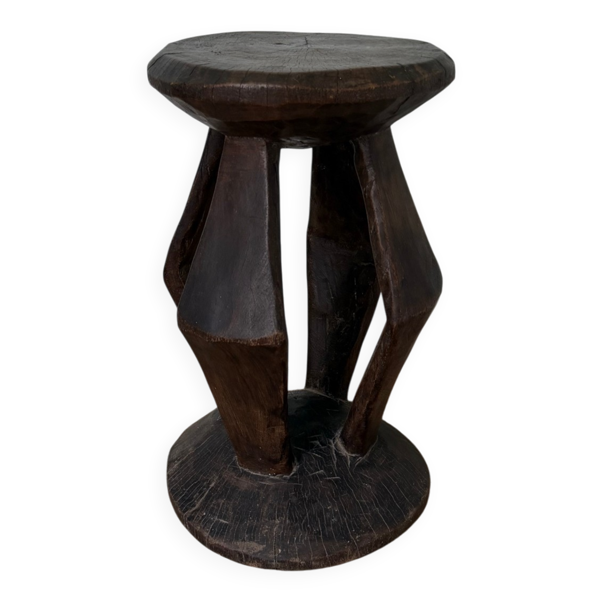 Tabouret sculptural en bois massif – Côte d’Ivoire