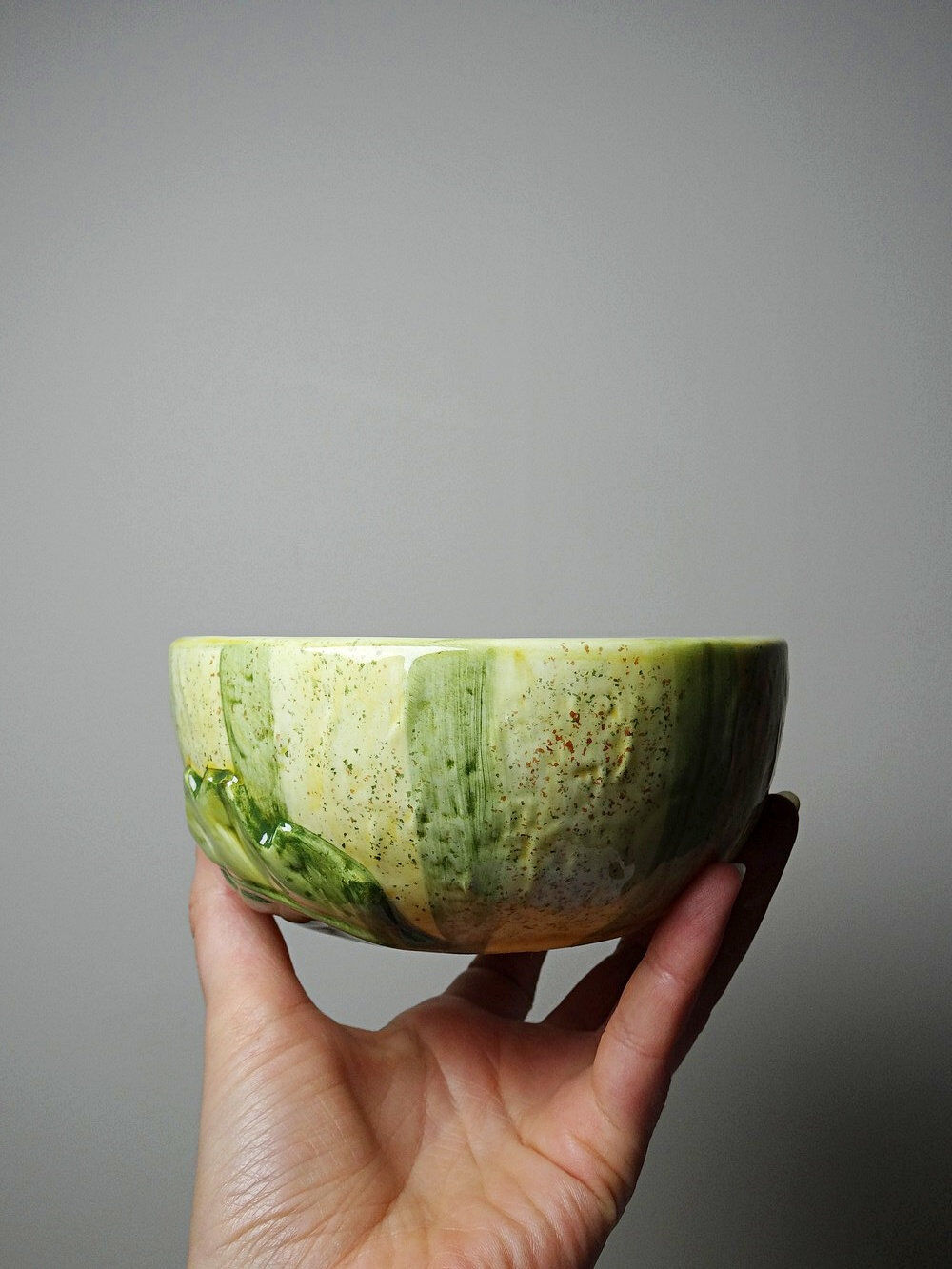 3 earthenware bowls with melon decoration, vintage 1980s.