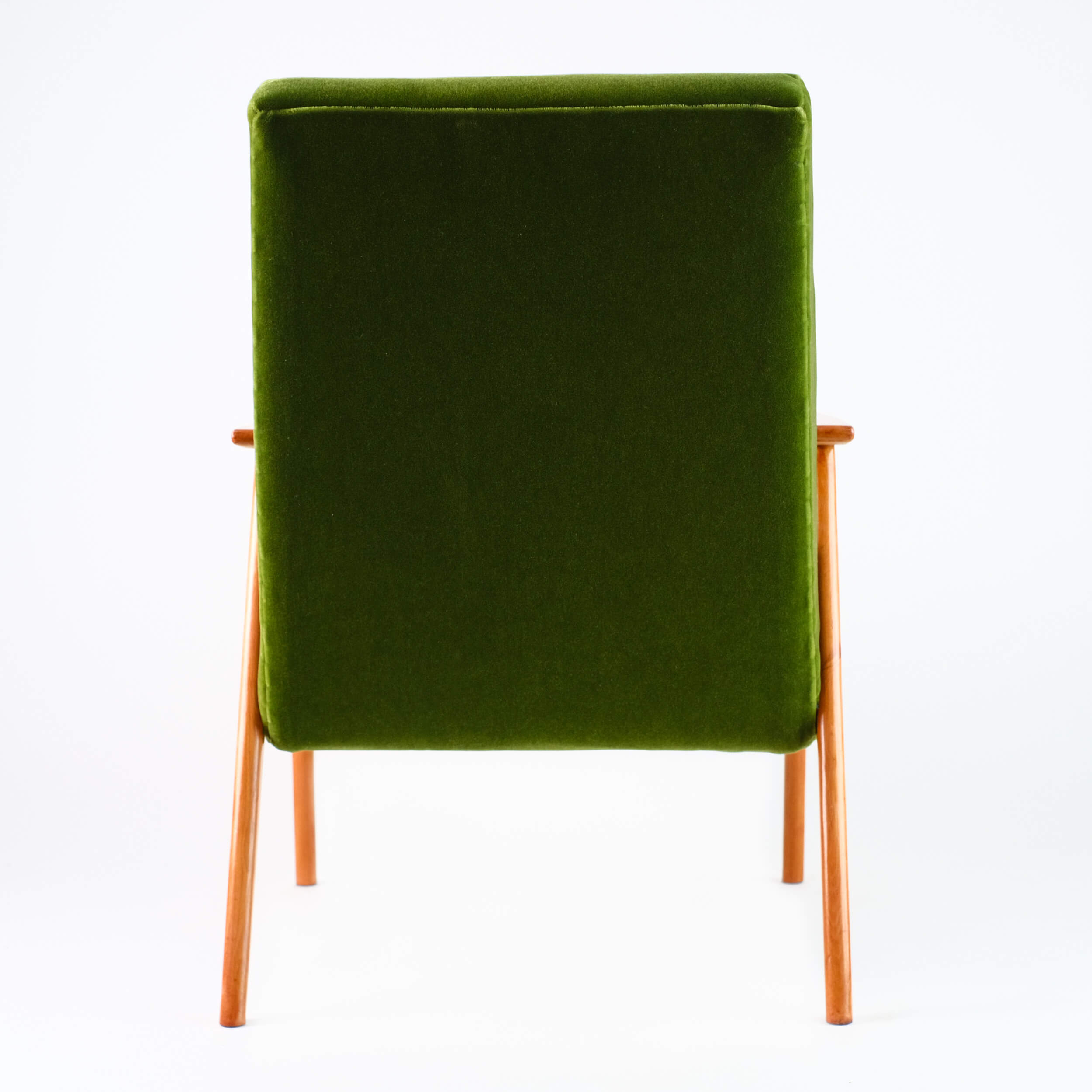 Dark green vintage armchair, solid wood, 60s / 70s