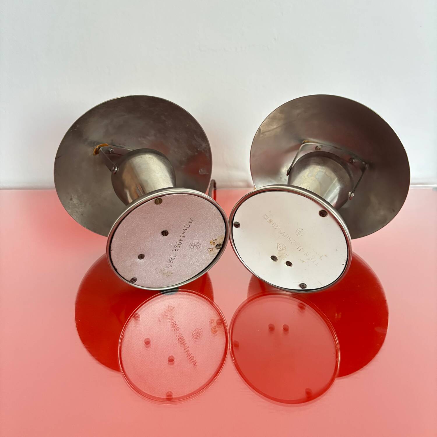 Set of chromed Art Deco bedside table lamps, Czechoslovakia