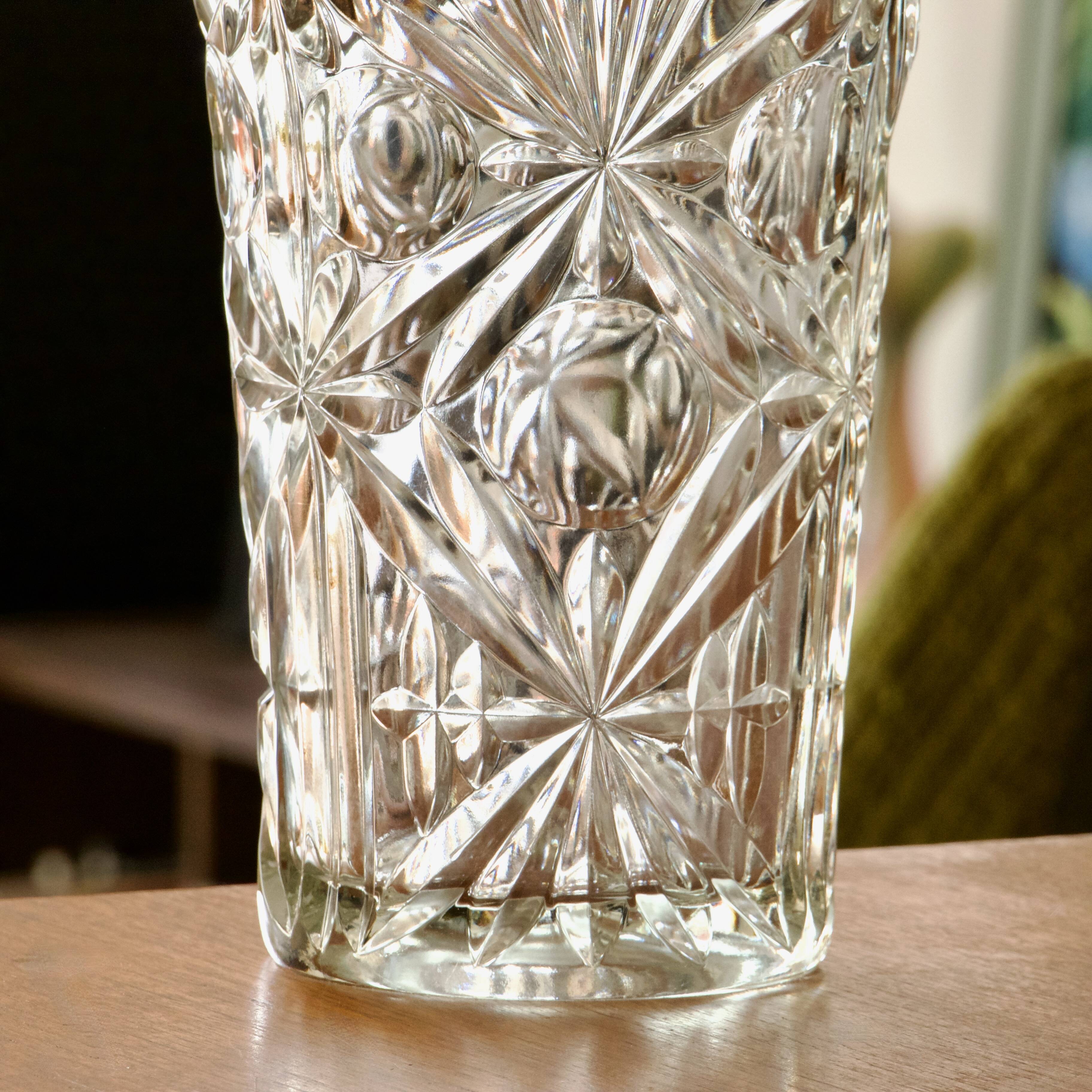 Large vintage vase in thick cut glass