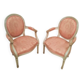 Paire de  fauteuil medaillon de style Louis XVI