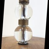 Art deco floor lamp in oak and glass