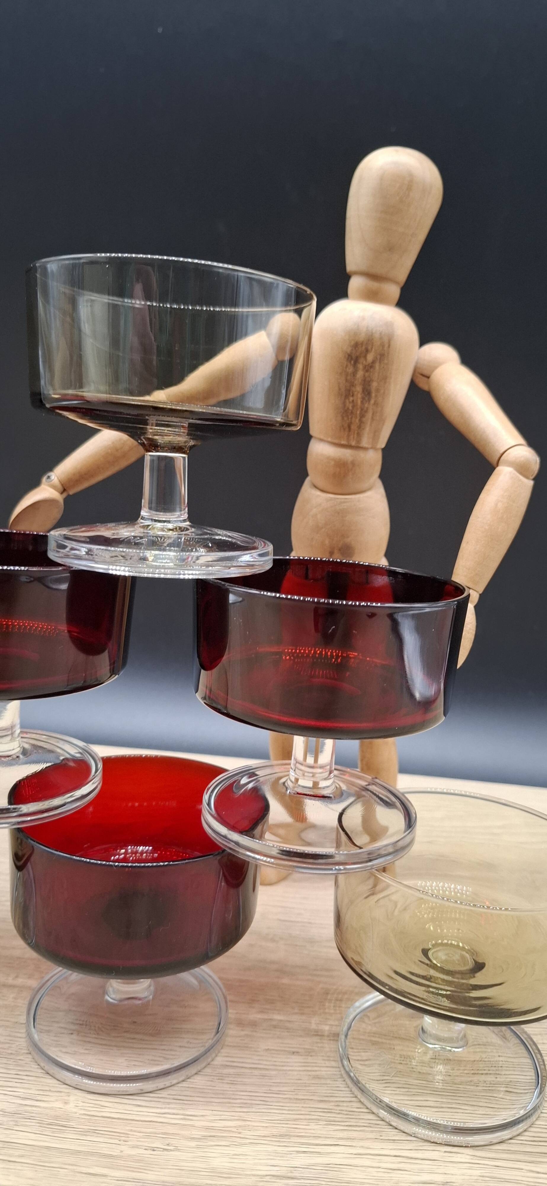 Set of 6 champagne glasses Cavalier Sweden Luminarc two-tone