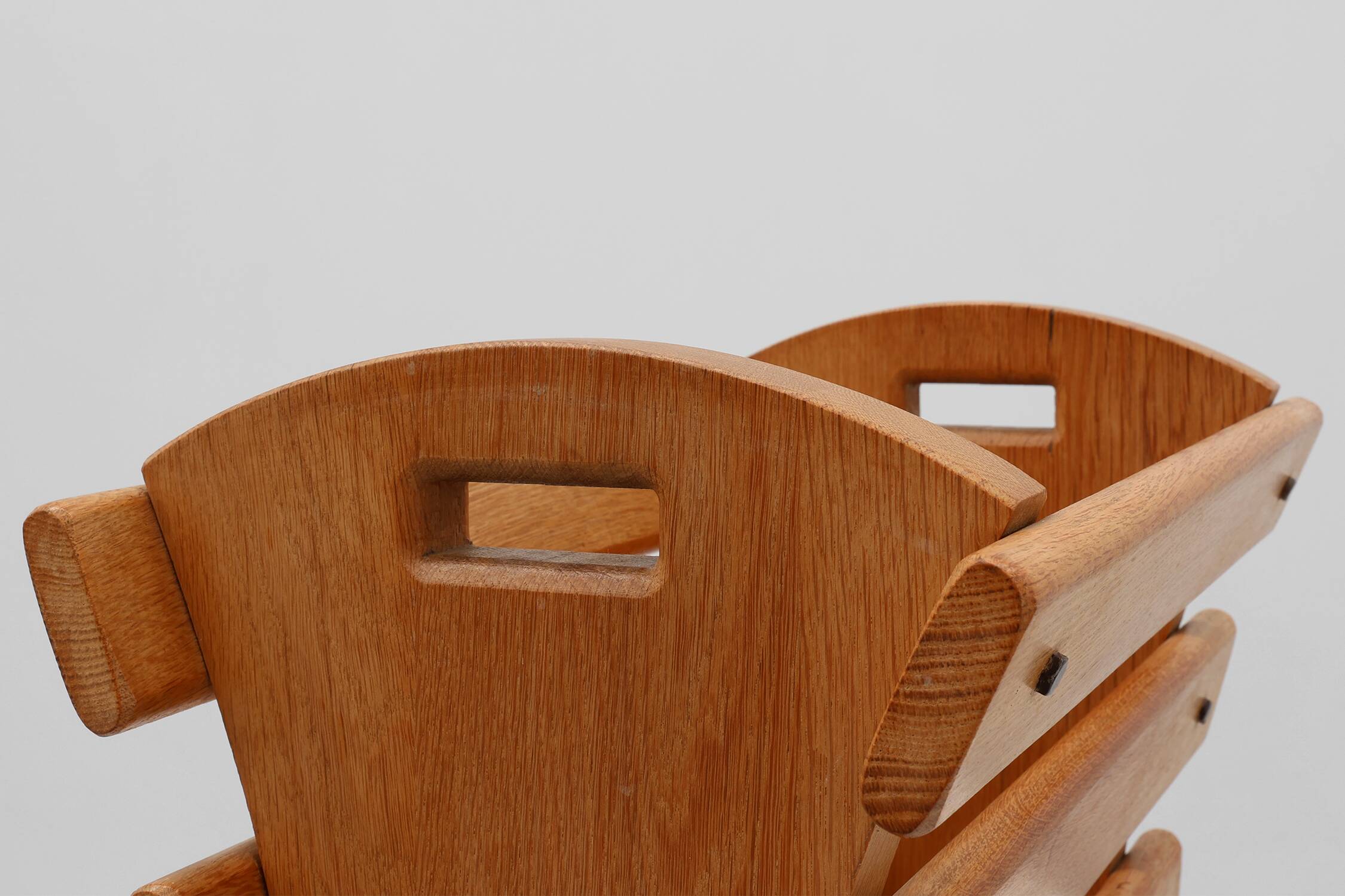 Mid-century Magazine Rack in full oak, France 1960s