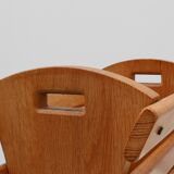 Mid-century Magazine Rack in full oak, France 1960s