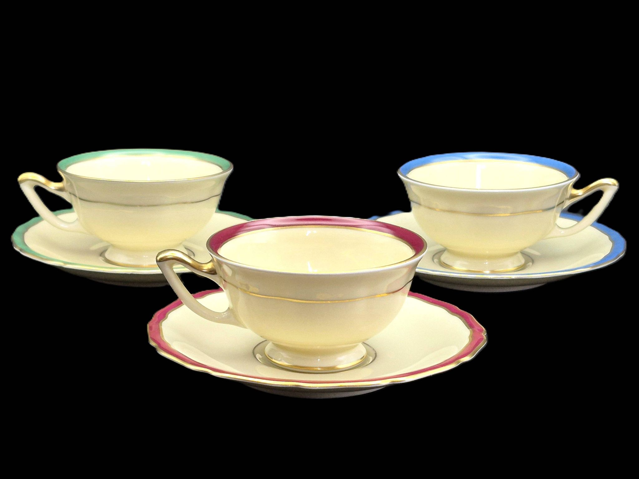 Set of three antique Thomas Bavaria cups – Ivory porcelain
