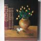 Small oil painting on canvas still life bouquet of flowers