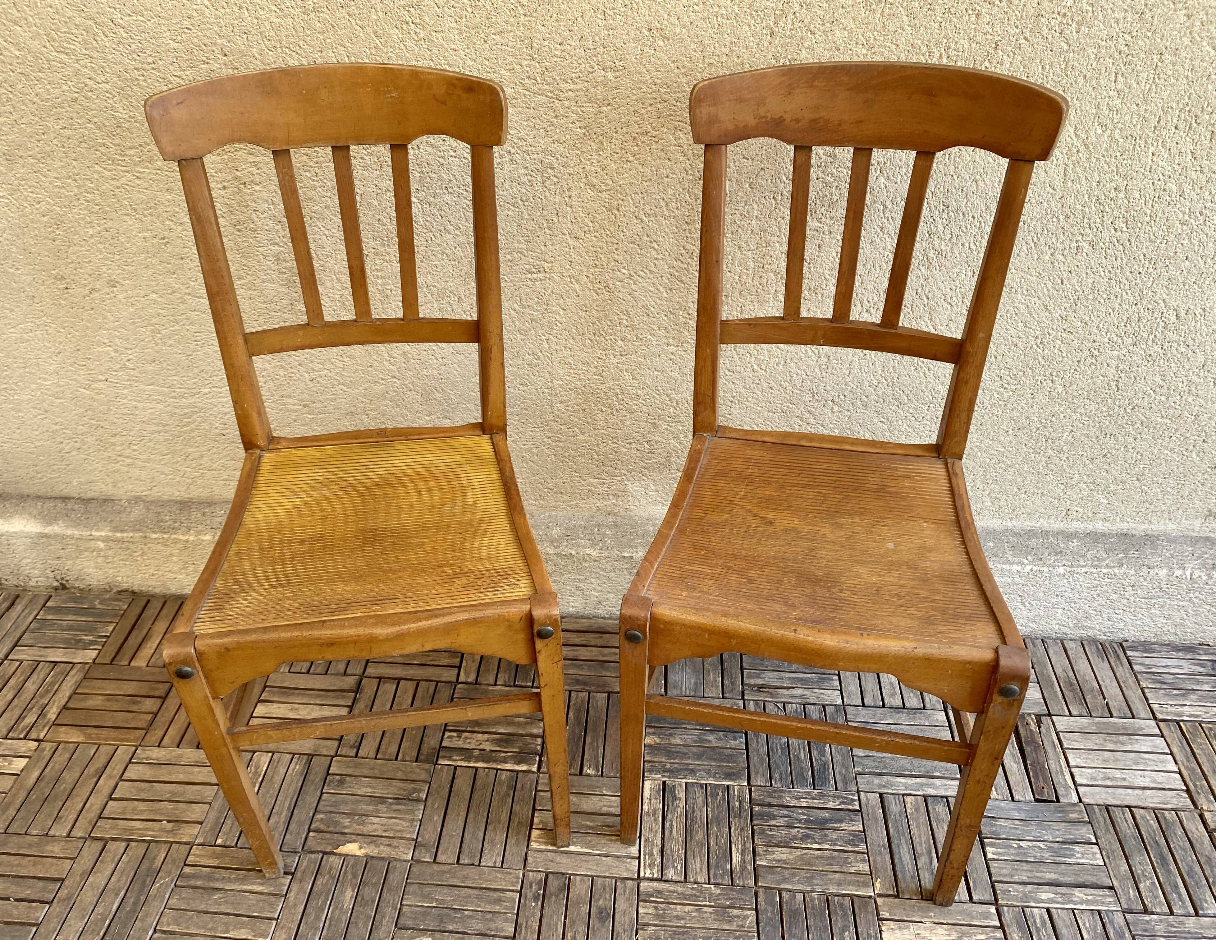 Paire de chaise bistrot Stella France vintage années 50