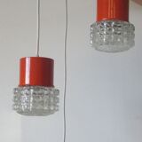 Orange suspension 70's glass 3-globe