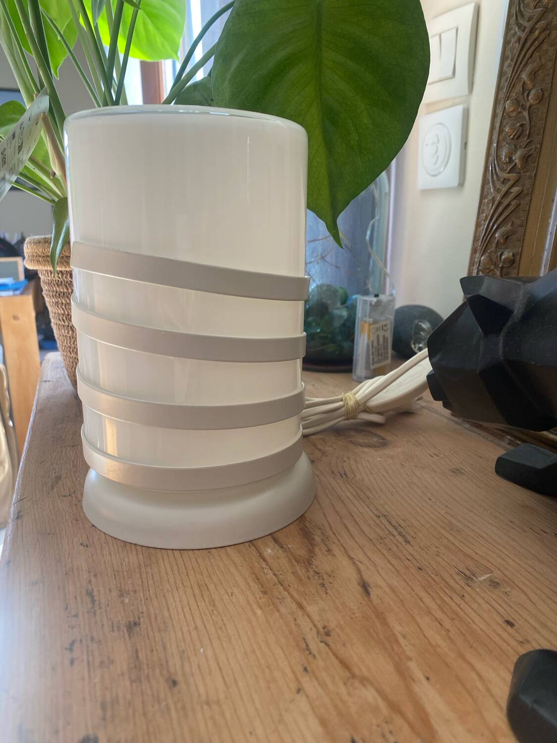 Vintage glass and metal lamp