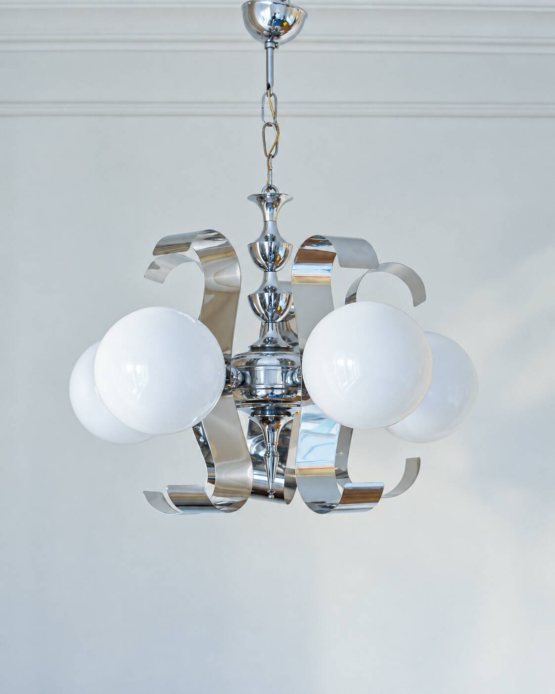 Vintage Space Age chrome chandelier, 1970s