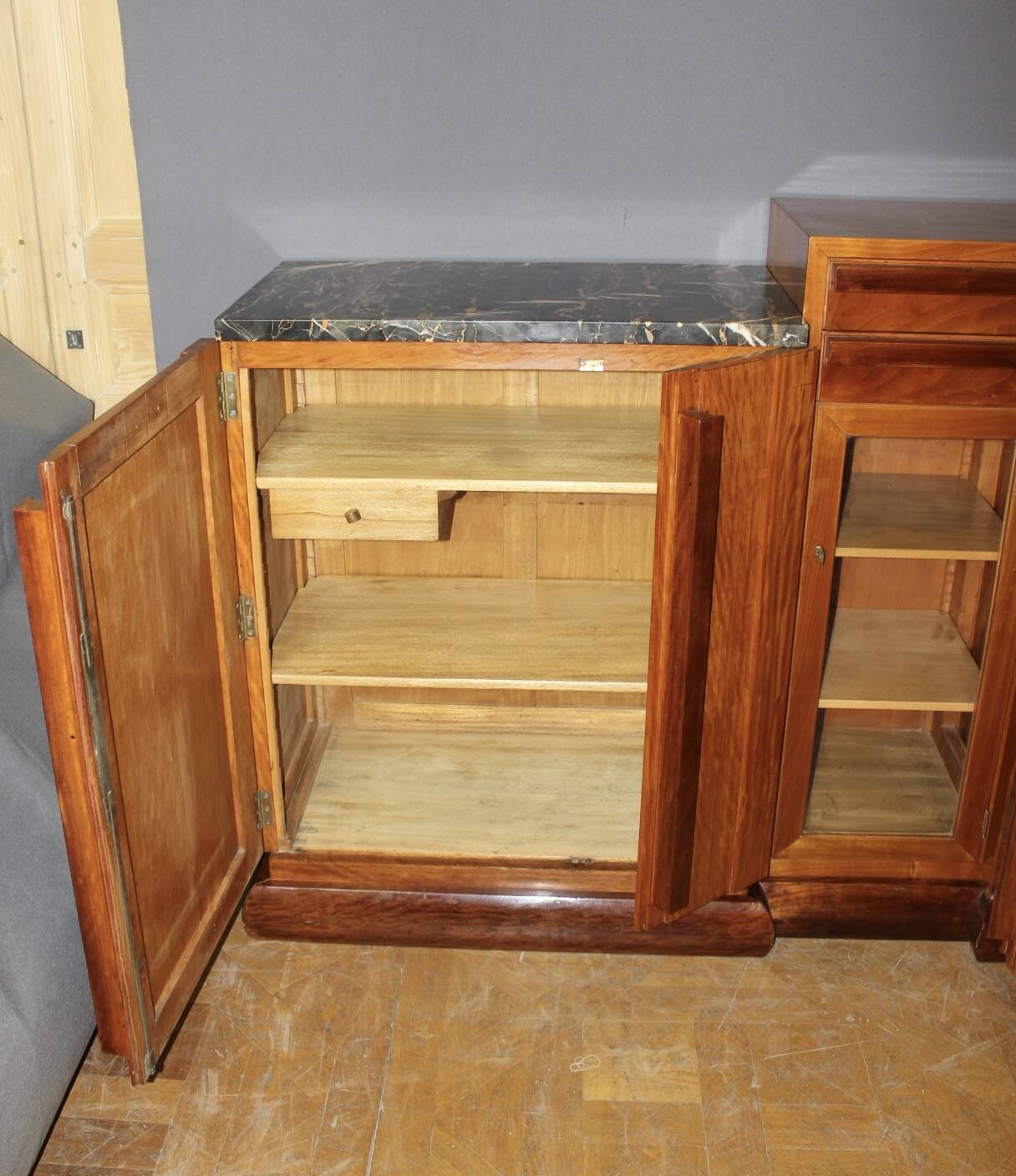 Art Deco mahogany enfilade, attributed to André Sornay around 1930.