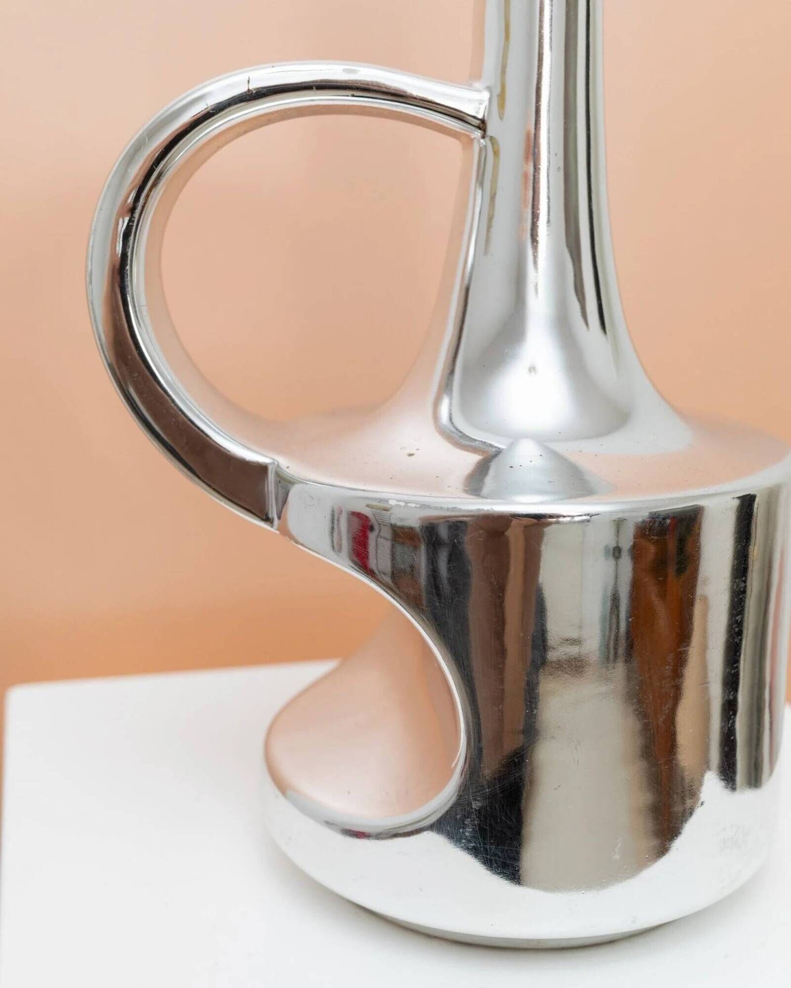 XL Vintage Ceramic Vase in Chrome Glaze (Silver) – SSF Italia, Space Age 1970s
