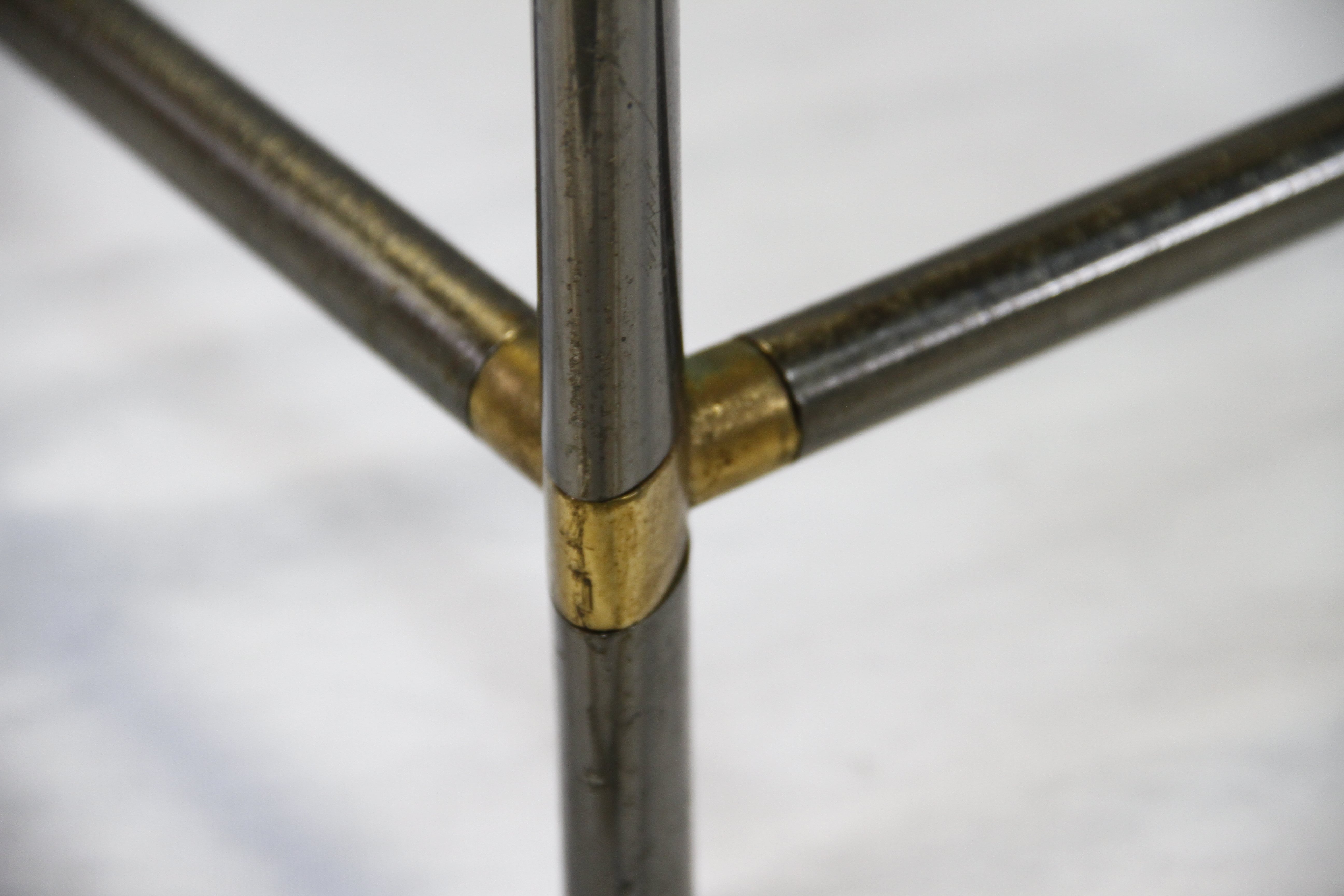 Silver and gilt metal side table with glass top, Italian, 1980s