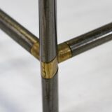 Silver and gilt metal side table with glass top, Italian, 1980s