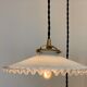 Pair of serrated opaline bistro pendant lamps