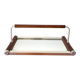 art deco wood and metal mirror tray with handle 1930s