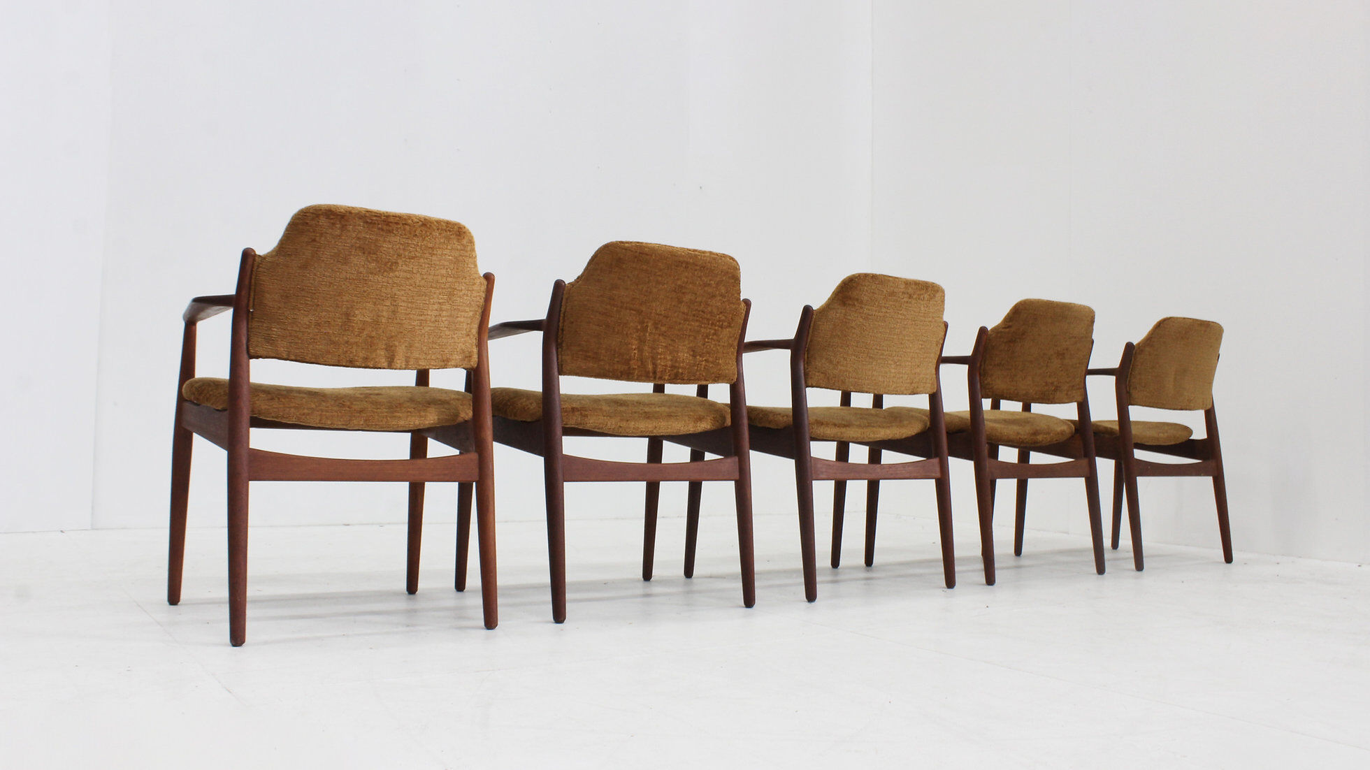 Vintage Danish teak dining room chairs model 62a by Arne Vodder for Sibast