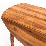 Large antique / vintage flap table. Solid waxed cherry. France, 1960s