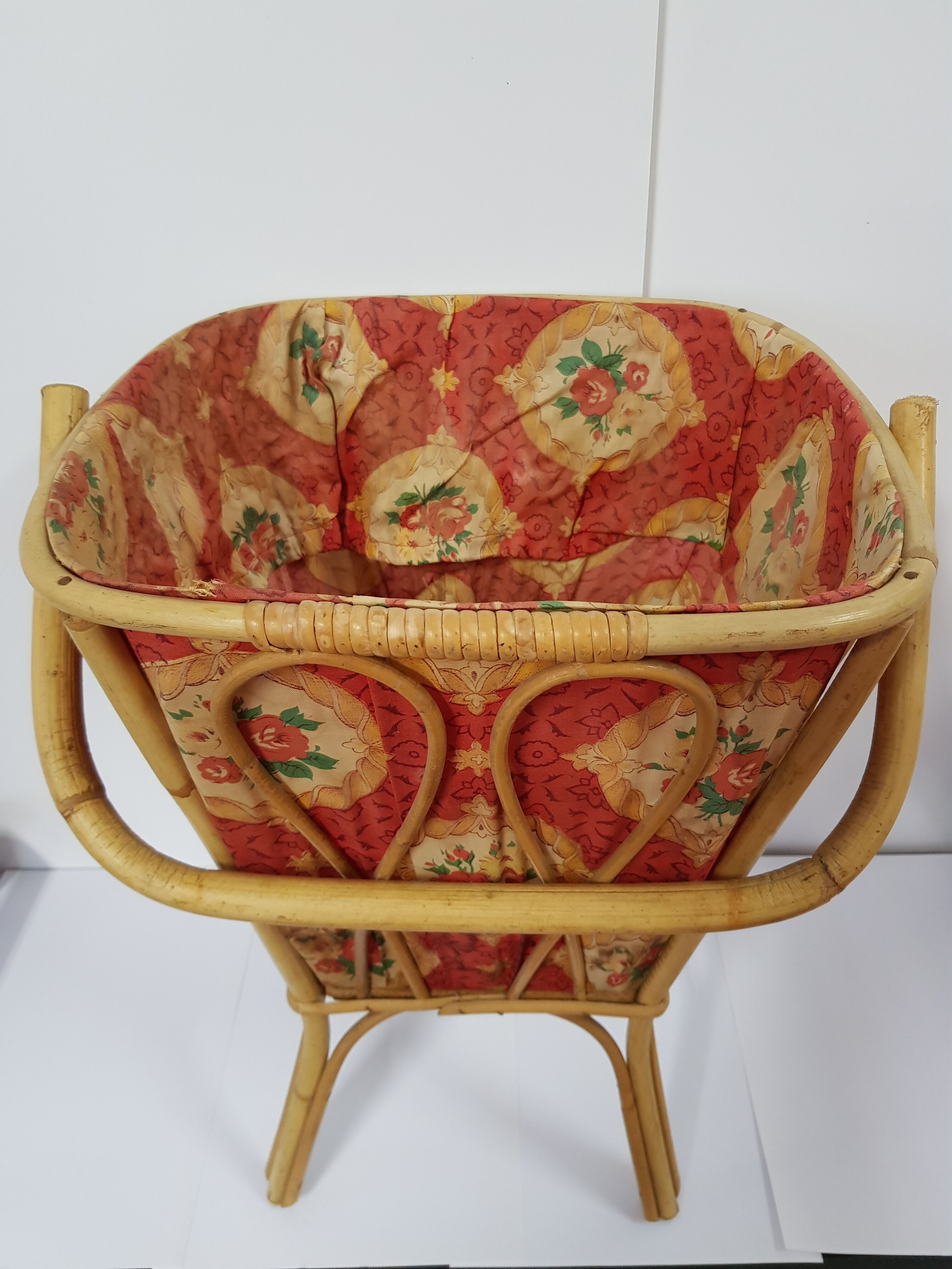 Old rattan worker or sewing box